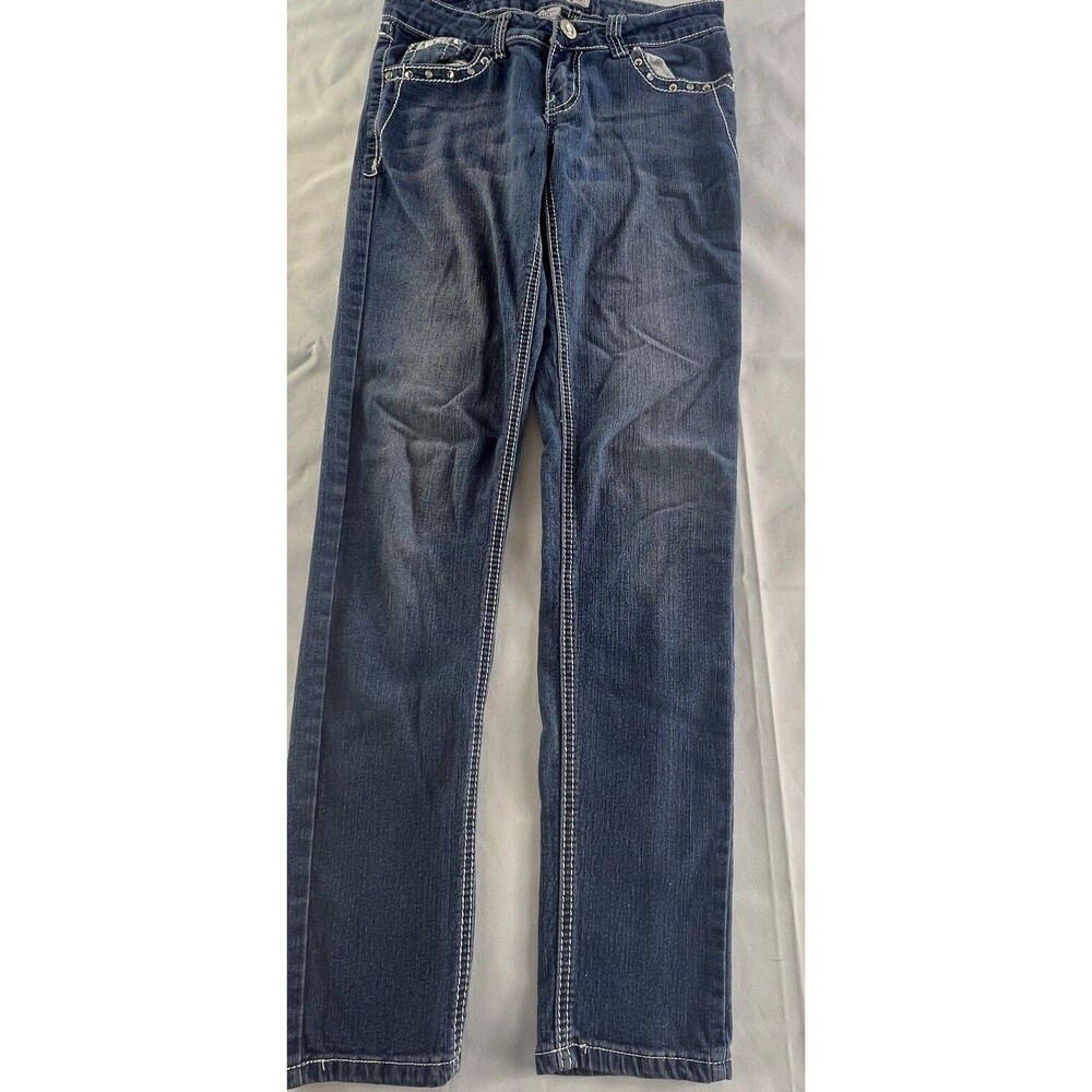 Saza Juniors Low Rise Blue Denim Jeans Blinmg Heavy Stitching Flap Pockets Size